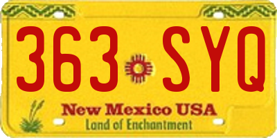 NM license plate 363SYQ