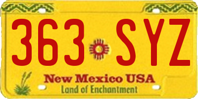NM license plate 363SYZ
