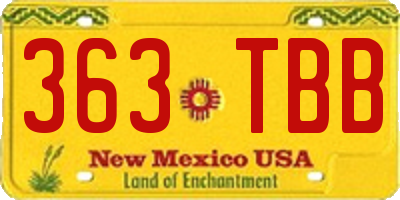 NM license plate 363TBB