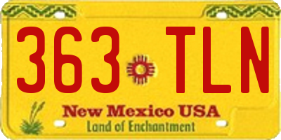 NM license plate 363TLN