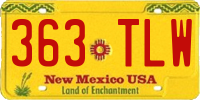 NM license plate 363TLW