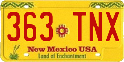 NM license plate 363TNX