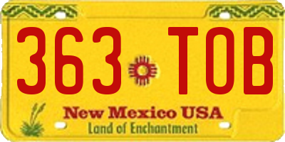 NM license plate 363TOB