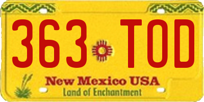 NM license plate 363TOD