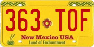 NM license plate 363TOF