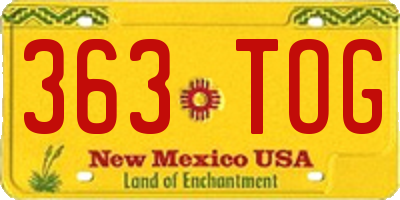 NM license plate 363TOG