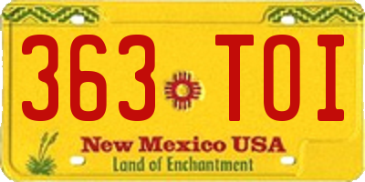 NM license plate 363TOI