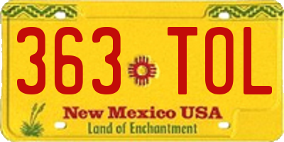 NM license plate 363TOL
