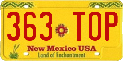 NM license plate 363TOP