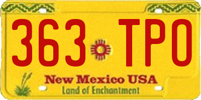 NM license plate 363TPO