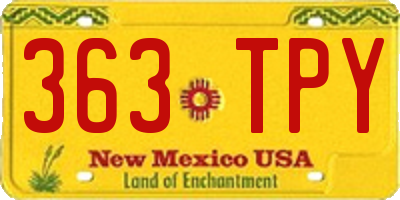 NM license plate 363TPY