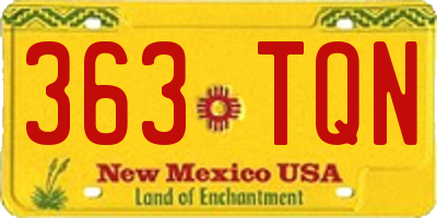 NM license plate 363TQN