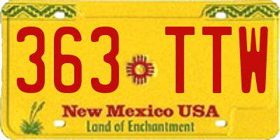 NM license plate 363TTW