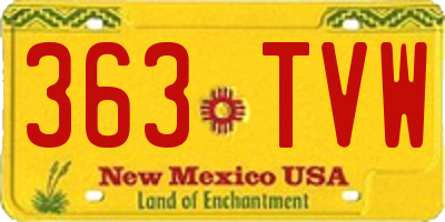NM license plate 363TVW