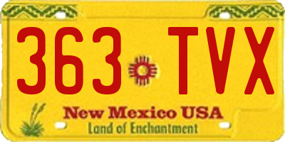 NM license plate 363TVX