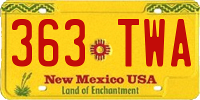 NM license plate 363TWA