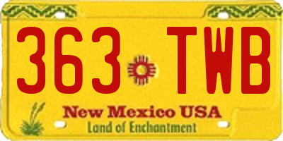 NM license plate 363TWB