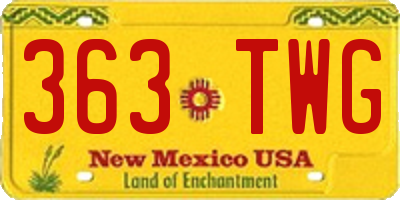 NM license plate 363TWG