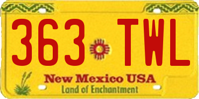 NM license plate 363TWL
