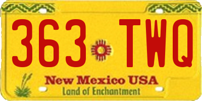 NM license plate 363TWQ