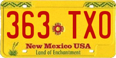 NM license plate 363TXO