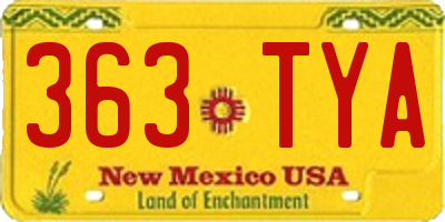 NM license plate 363TYA