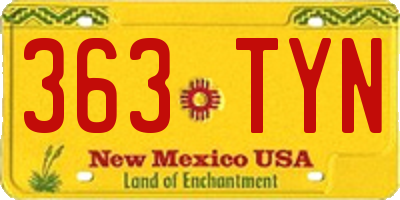 NM license plate 363TYN