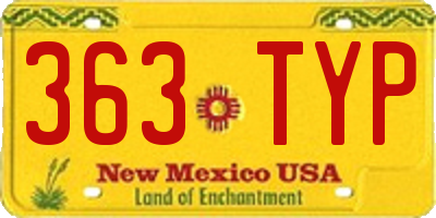 NM license plate 363TYP