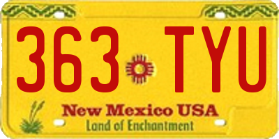 NM license plate 363TYU