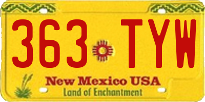 NM license plate 363TYW