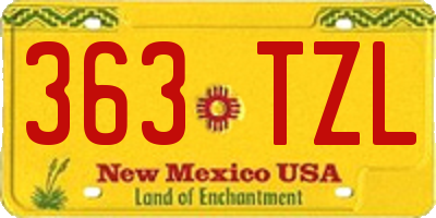 NM license plate 363TZL