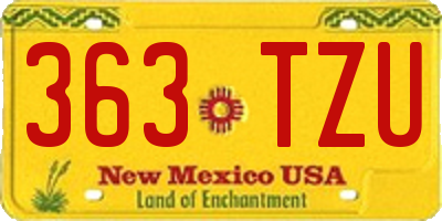 NM license plate 363TZU