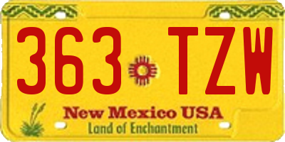 NM license plate 363TZW