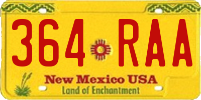 NM license plate 364RAA