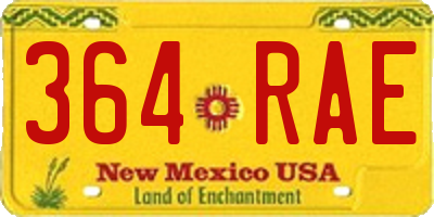 NM license plate 364RAE