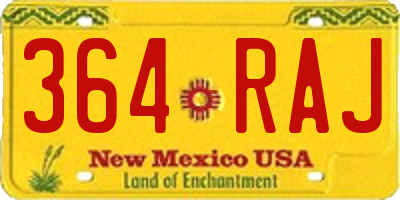 NM license plate 364RAJ