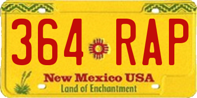 NM license plate 364RAP