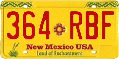 NM license plate 364RBF