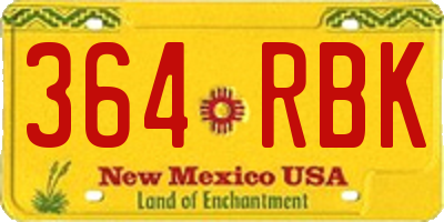 NM license plate 364RBK