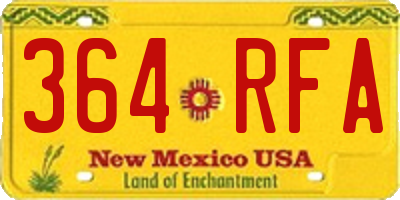 NM license plate 364RFA