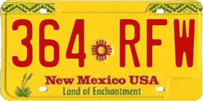 NM license plate 364RFW