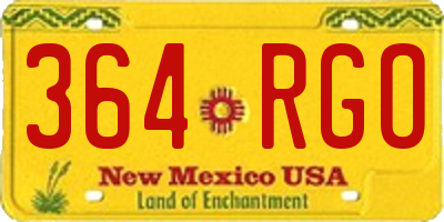 NM license plate 364RGO