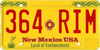 NM license plate 364RIM