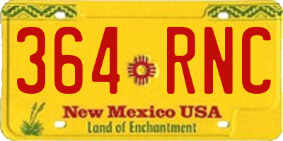 NM license plate 364RNC