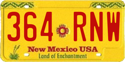 NM license plate 364RNW