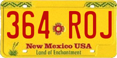 NM license plate 364ROJ