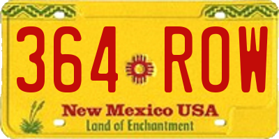 NM license plate 364ROW