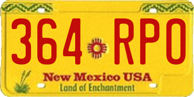 NM license plate 364RPO