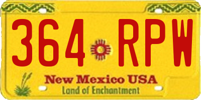 NM license plate 364RPW