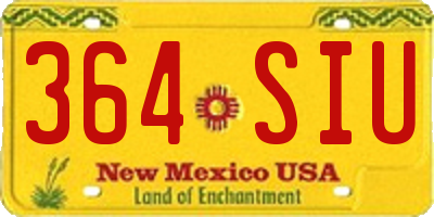 NM license plate 364SIU